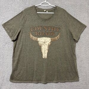 Everyday Graphic Tee Plus Size 22/24W Country Roads Western Heather Gray Casual